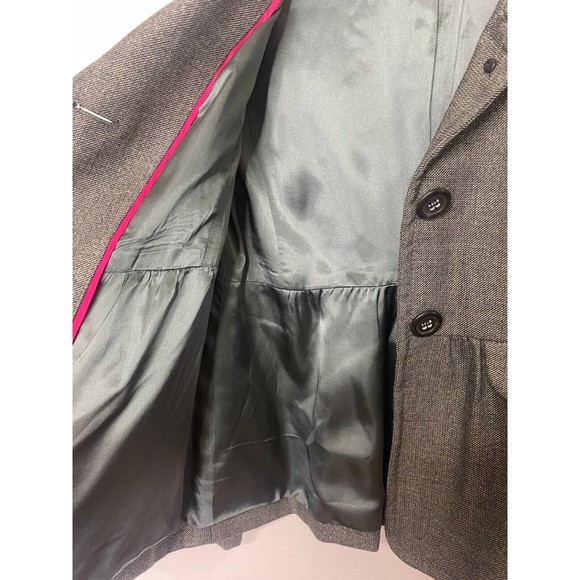 J.Crew Sz 6 Metallic Virgin Wool Jacket Gray Peter Pan Collar Button Front Lined - Picture 8 of 8